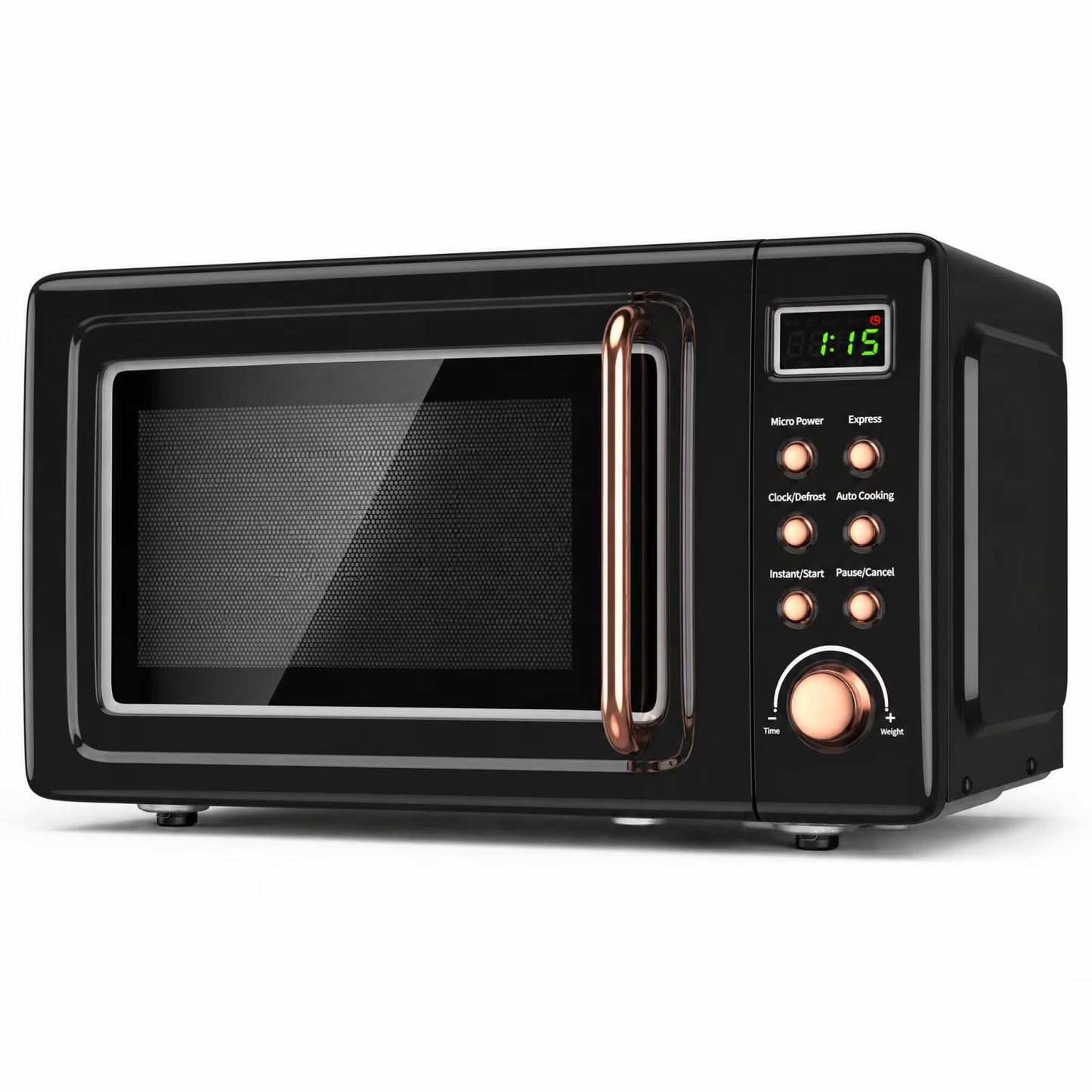 0.7 Cu.Ft Retro Countertop Microwave Oven 700W LED Display Glass Turntable Rose Gold