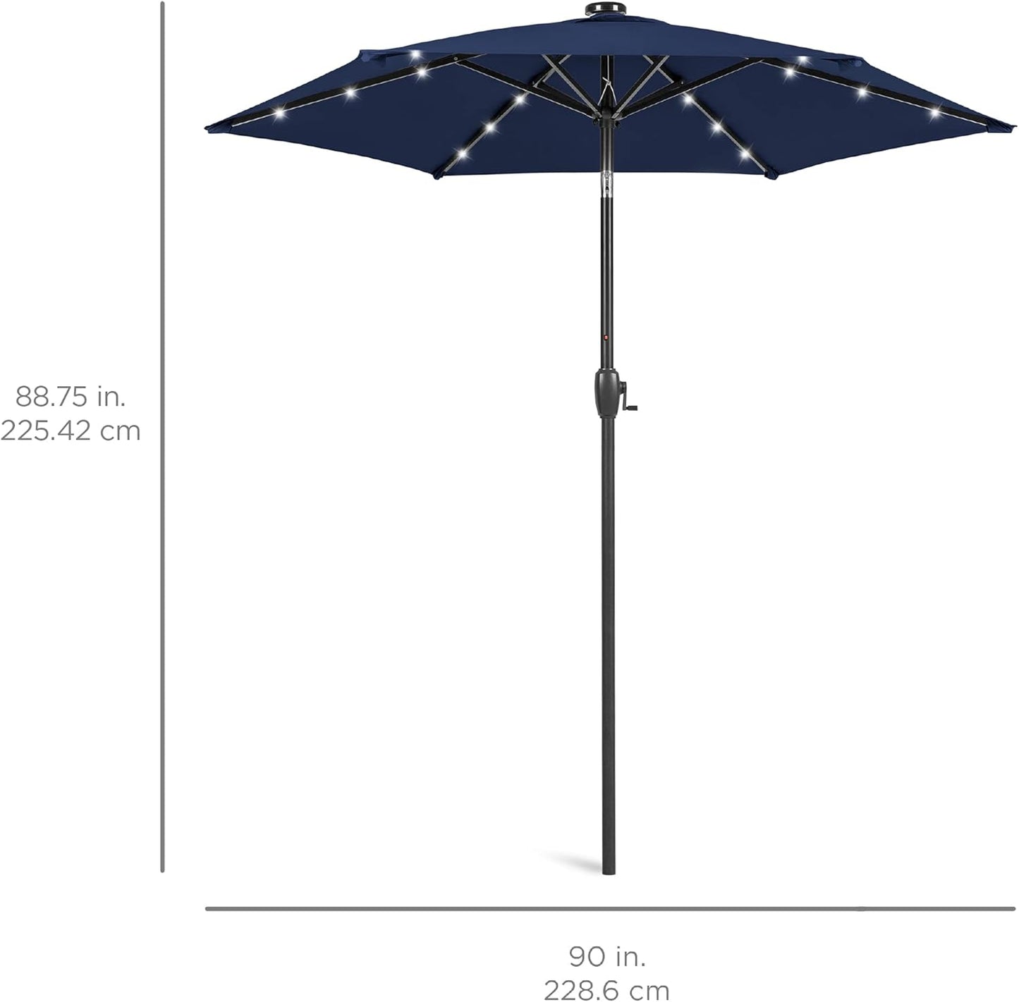 Best Choice Products 7.5Ft Solar Umbrella LED Lighted Patio Umbrella, Table Market Umbrella with Tilt and Crank, Outdoor Umbrella for Garden, Deck, Backyard, Pool and Beach - Navy Blue
