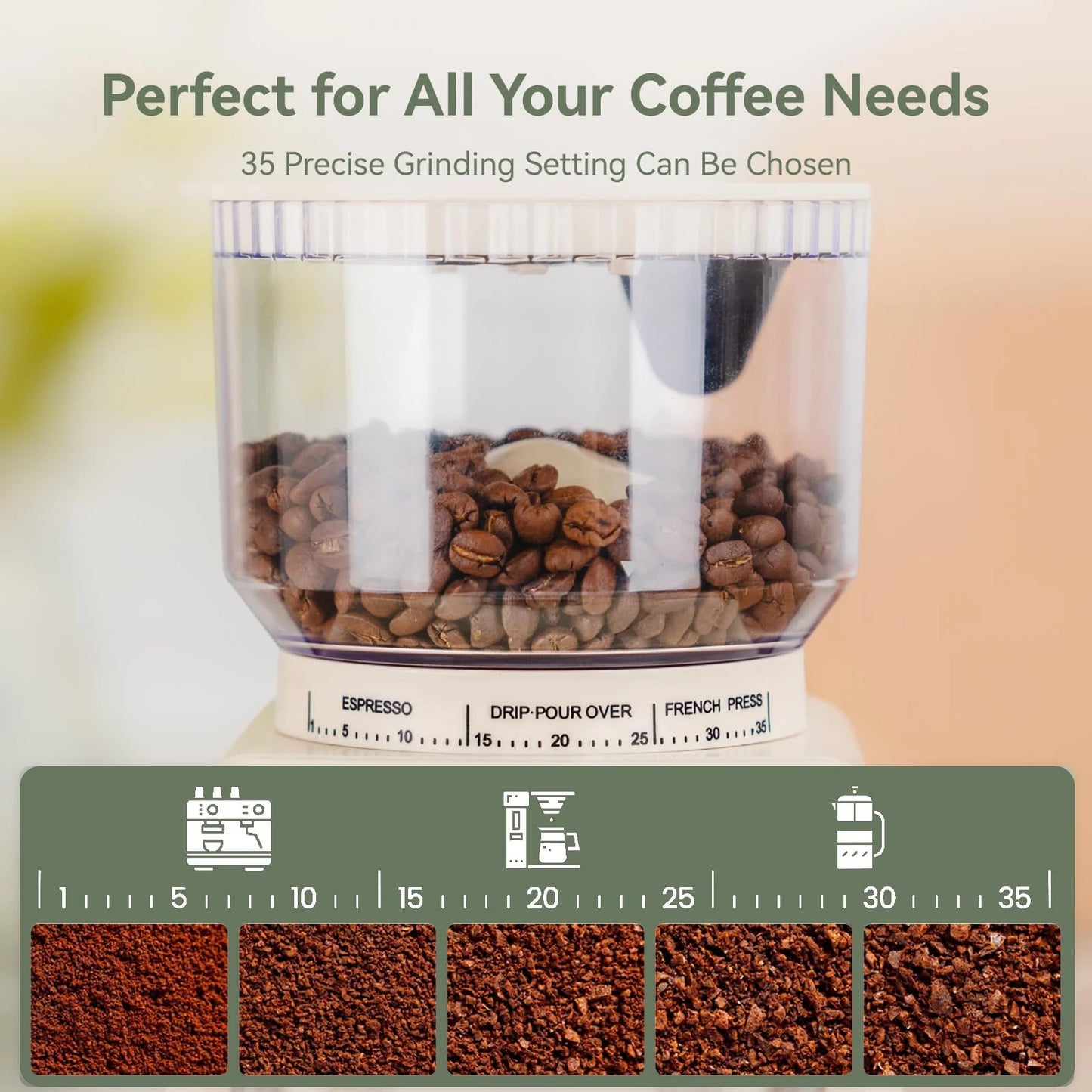 20 Bar Espresso Machine & Burr Grinder Combo, 35 Precise Grind Settings, Professional Automatic Coffee Maker, Perfect Gift for Coffee Lovers