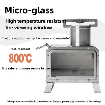 Upgrade Firewood Square Stove Stainless Steel Outdoor Fire Heater Stove Picnic Hiking Camping Wood Burner Stove