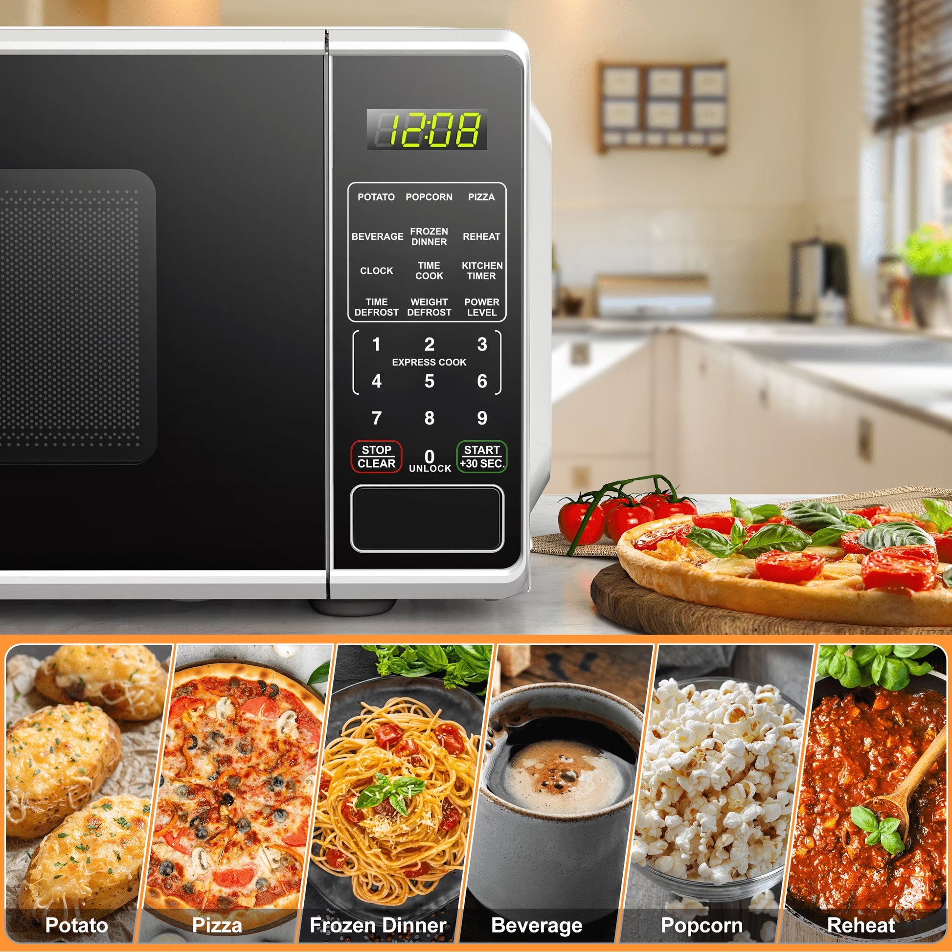 0.7 Cu Ft Countertop Microwave Oven, 700 Watts, White
