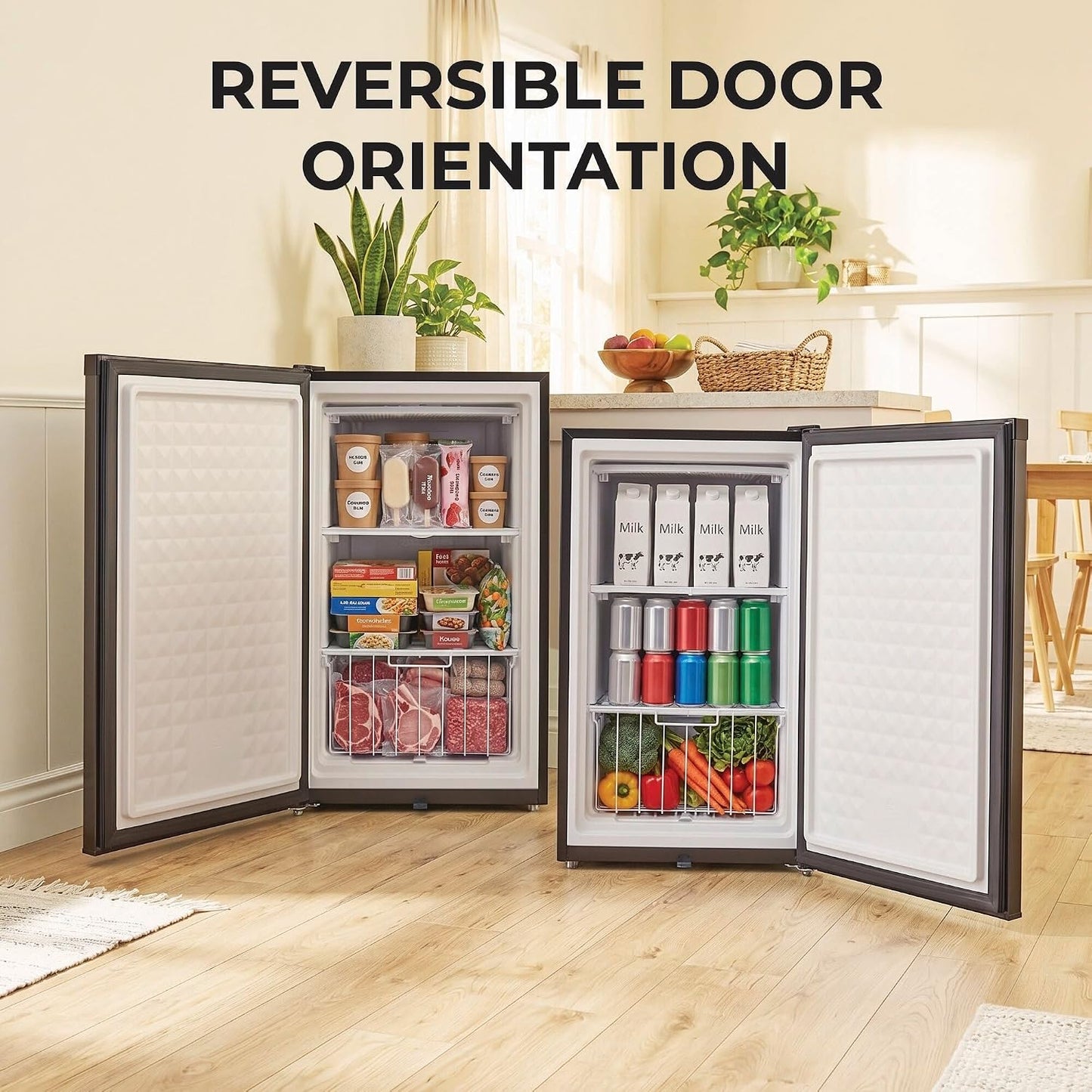 Upright Freezer/Fridge Convertible 3 Cu Ft Energy Star, CUF-301SS | Adjustable Thermostat and Security Lock, Energy Star Rated, Reversible Door, Adds Compact Frozen Storage at Home