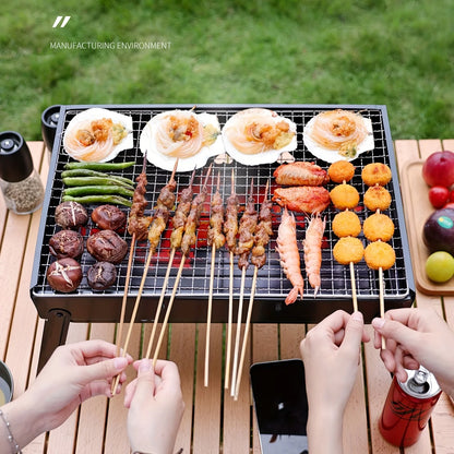 Portable Barbecue Stove with Foldable Barbecue Rack, Smokeless Charcoal Stove Suitable for Outdoor Camping and Picnics