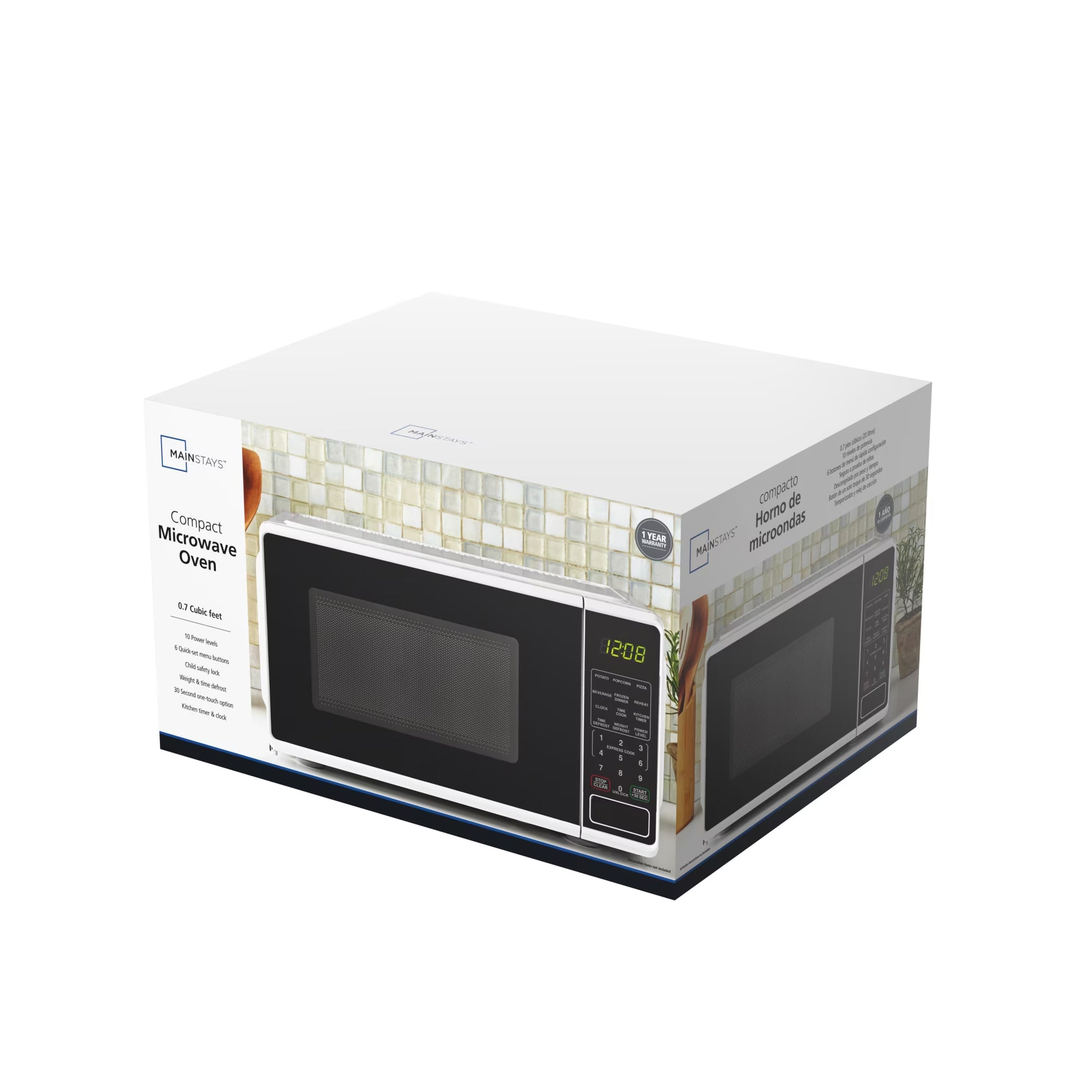 0.7 Cu Ft Countertop Microwave Oven, 700 Watts, White