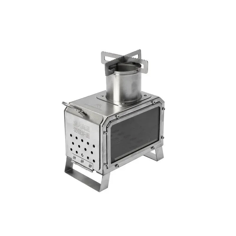 Upgrade Firewood Square Stove Stainless Steel Outdoor Fire Heater Stove Picnic Hiking Camping Wood Burner Stove