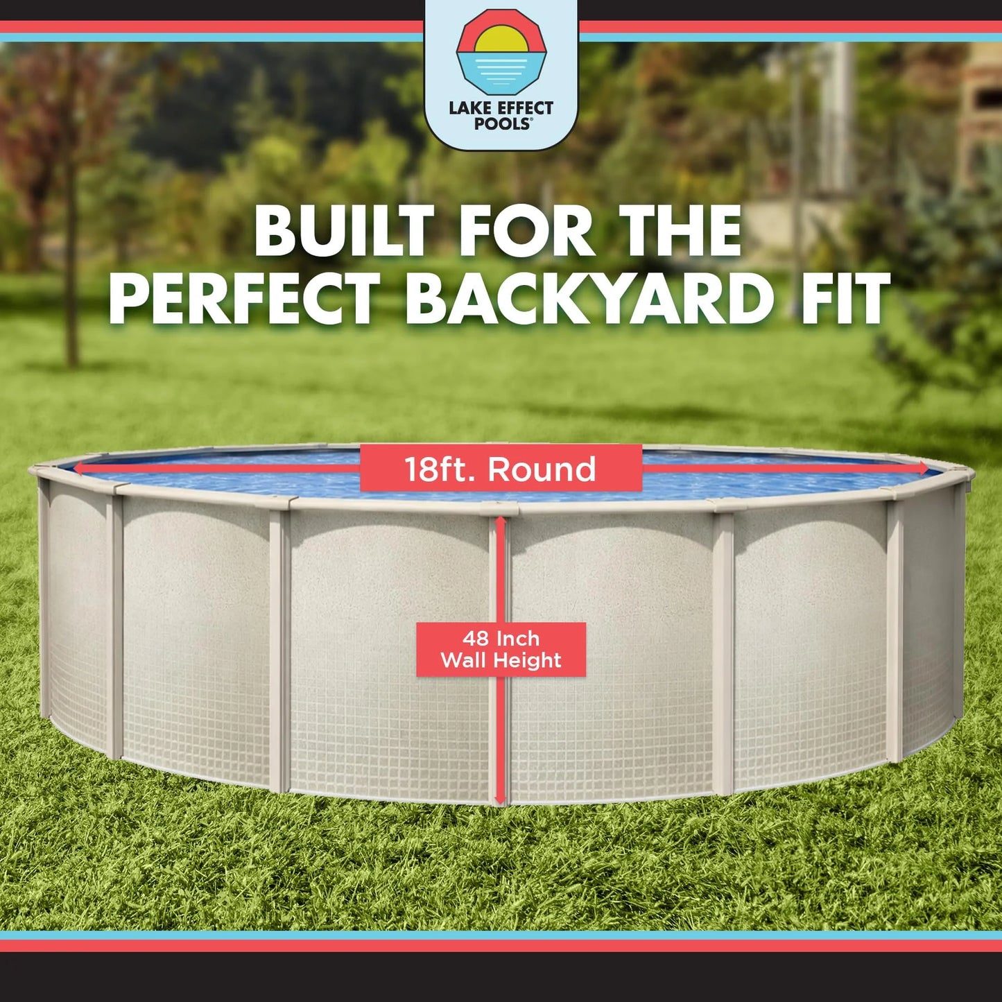 Impressions 18' round X 48" Wall Above-Ground Swimming Pools, Full Start-Up Kit