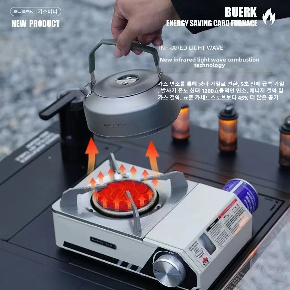 BUERK Camping Infrared Stove Outdoor Tactics Stove Portable Furnace Windproof Infrared Card Stove Burner Portable with Box