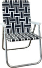 Folding Aluminum Outdoor Patio Lawn Chair | Heavy-Duty Webbed Chairs for Camping, Sports, Beach, Yard & Tailgating | Lightweight Portable | Classic - Black and White Stripe