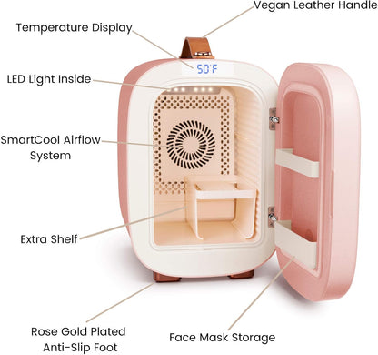 Mini Fridge, Professional Skincare Fridge, Mini Cosmetics Makeup Fridge, Compact Fridge 5 Liter (Pink)
