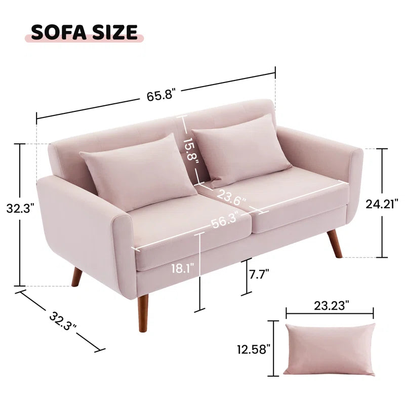 Jadier 66" Upholstered Loveseat Square Sofa