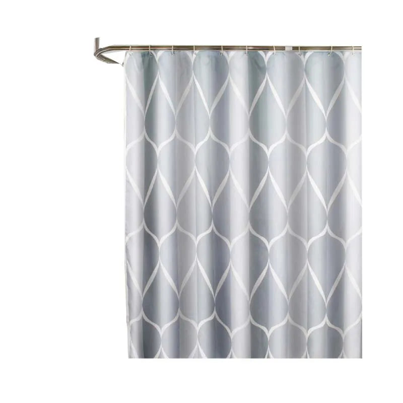 Waterproof Shower Curtain with 12 Hooks Geometric Printed Bath Curtains Water Drop Pattern Polyester Cloth Bathroom Accessories