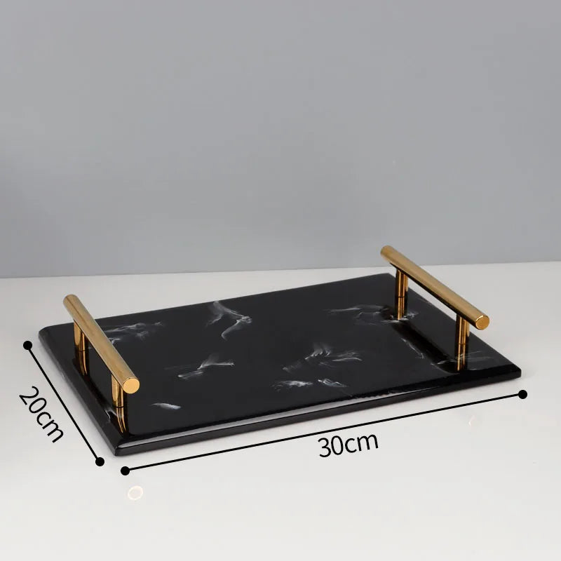 European Ceramic Bathroom Set Five Piece Set Marble Texture Washbasin Soap Bottle Golden Stroke Modern Home Bathrooms Decoration