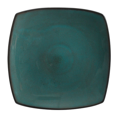 Soho Lounge Square Stoneware 16 Piece Dinnerware Set, Teal
