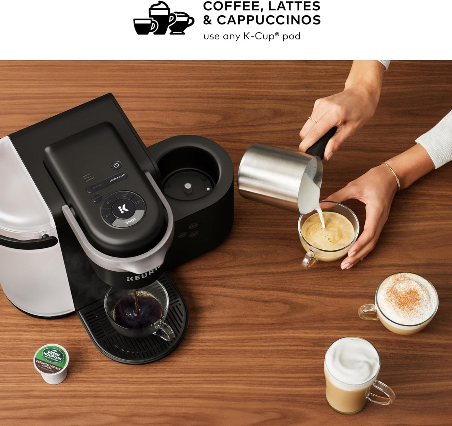 K-Cafe Single-Serve K-Cup Coffee Maker, Latte Maker and Cappuccino Maker, Comes with Dishwasher Safe Milk Frother, Coffee Shot Capability, Compatible with All  K-Cup Pods, Dark Charcoal | Dishwasher Safe Milk Frother