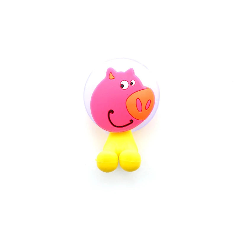 Cartoon Animal Toothbrush Holder Wall Mounted Antibacterial Tooth Brush Storage Rack with Suction Cup Bathroom Organizer