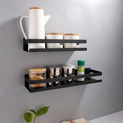Stainless Steel Bathroom Shelf Black Shower Shampoo Storage Rack Adhesive Suqare Kitchen Bathroom Shlef 20Cm 30Cm 40Cm 50Cm