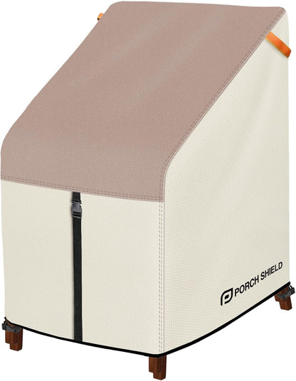 Patio Stackable Chair Covers - Waterproof Outdoor Stack of Chair Cover - 27W X 33D X 46H Inch, Light Tan & Khaki