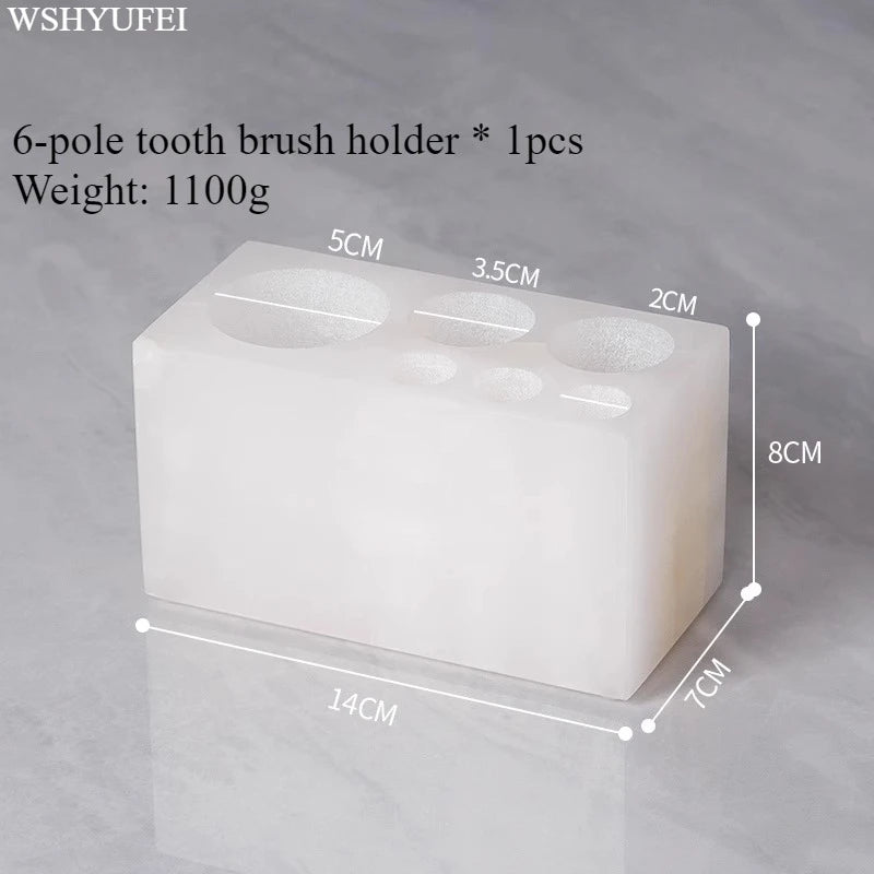 Light Luxury White Jade Stone Home Bathroom Wash Suit Bathroom Supplies Brush Tooth Cup Soap Bottle Soap Dish Toothbrush Holder