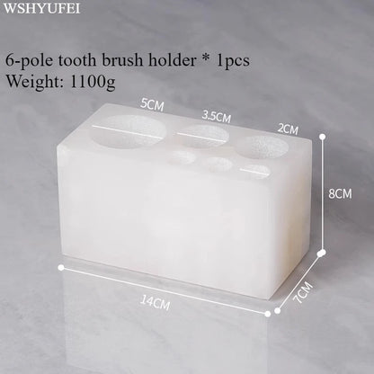 Light Luxury White Jade Stone Home Bathroom Wash Suit Bathroom Supplies Brush Tooth Cup Soap Bottle Soap Dish Toothbrush Holder
