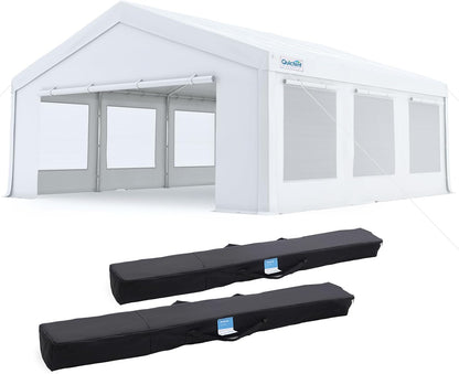 20X20Ft Heavy Duty Party Tent Outdoor Canopy with Mesh Windows | Side-Opening Screen Sidewalls, 1.5" Galvanized Steel Frame,160G PE Waterproof Canopy for Weddings, Parties & Events