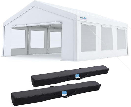 20X20Ft Heavy Duty Party Tent Outdoor Canopy with Mesh Windows | Side-Opening Screen Sidewalls, 1.5" Galvanized Steel Frame,160G PE Waterproof Canopy for Weddings, Parties & Events