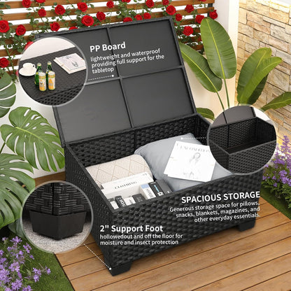 Patio Furniture Sets 7 Pieces Outdoor Furniture Sectional Patio Couches Set with Storage Table Light Grey Cushions