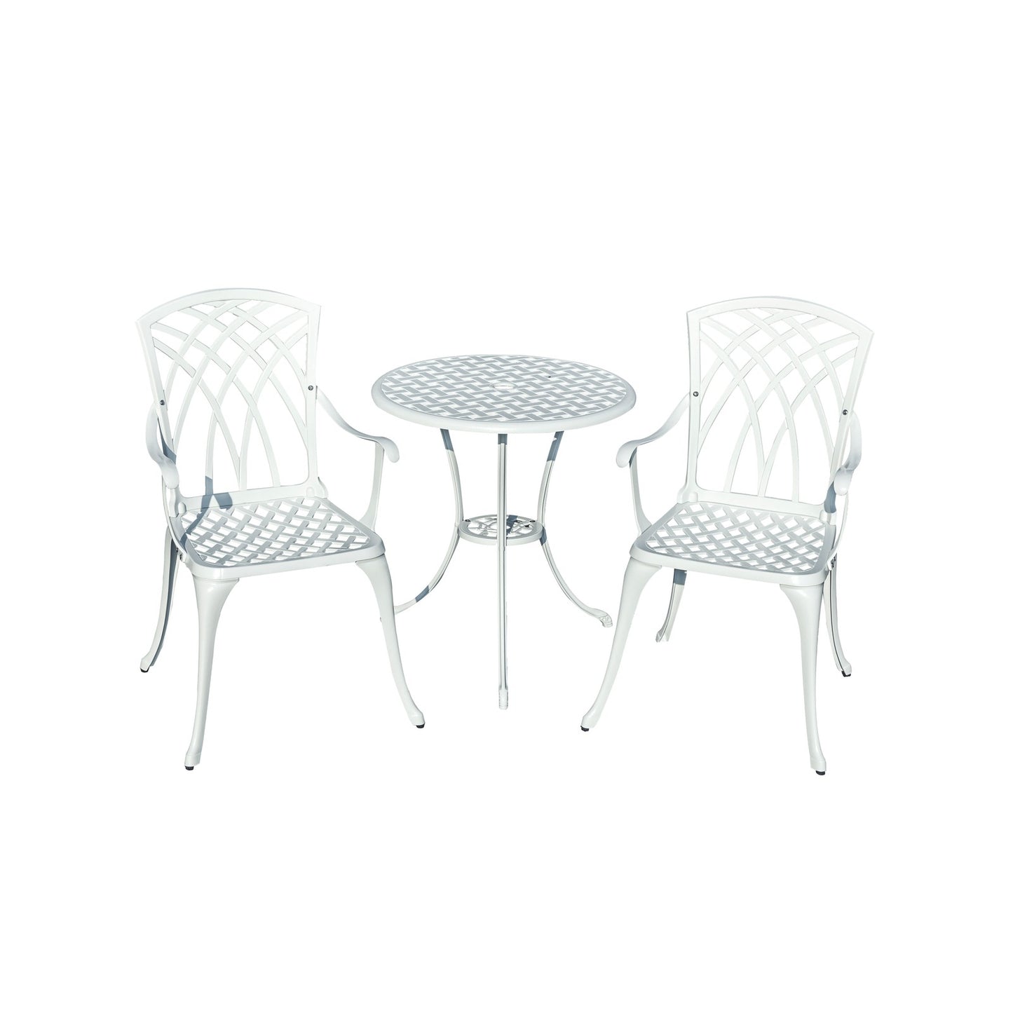 3 Pcs Bistro Set White Table 2 Chairs Outdoor Patio Furniture Weather Resistant