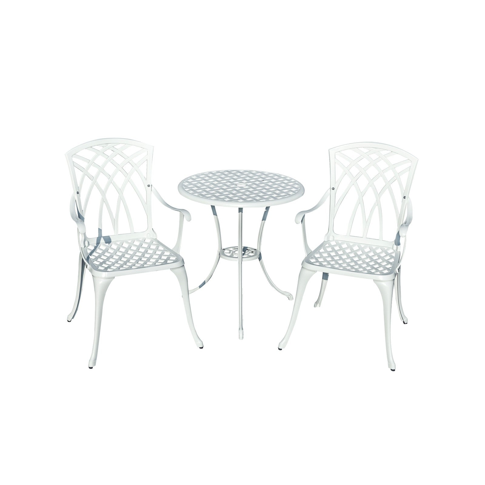3 Pcs Bistro Set White Table 2 Chairs Outdoor Patio Furniture Weather Resistant