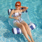 Foldable Floating Water Hammock Float Lounger Inflatable Pool Mat Floating Bed Chair Swimming Air Mattress Pool Accessories