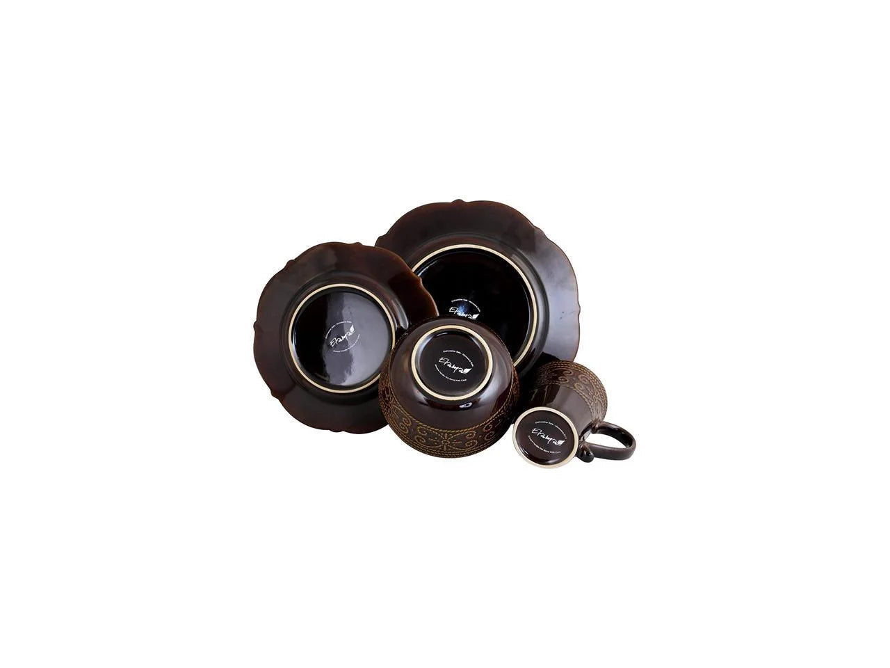 Salia 16 Piece Textures Stoneware Dinnerware Set
