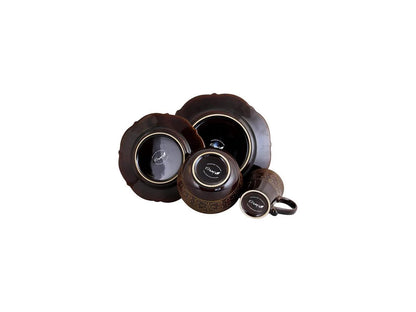 Salia 16 Piece Textures Stoneware Dinnerware Set