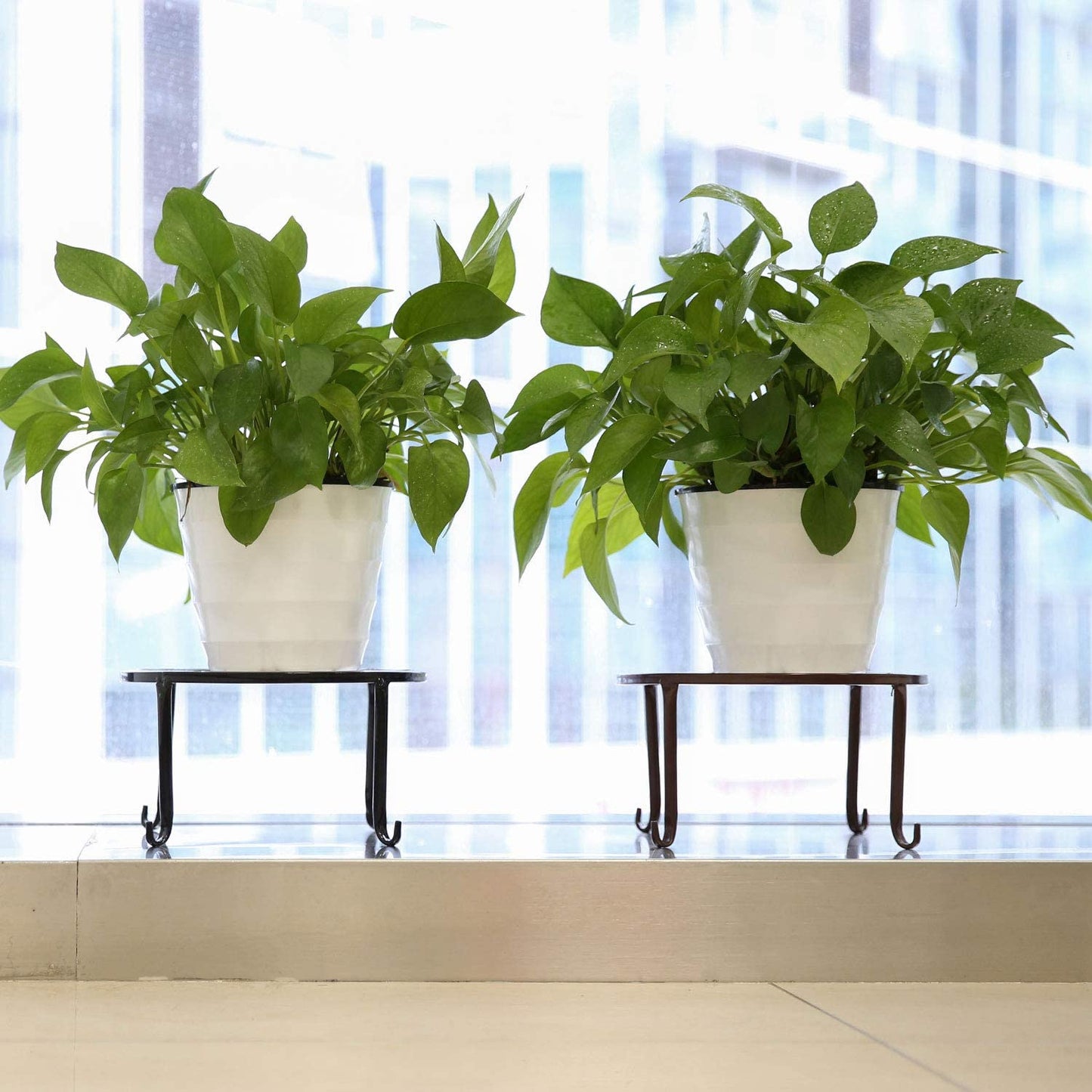 3 Pack Potted Plant Stand | Rustproof round Flowerpot Plant Holder Container Durable Metal Garden Plant Support for Indoor Outdoor, Black