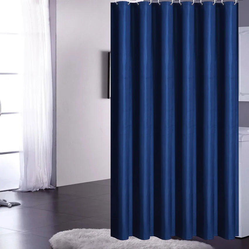 Solid Color Shower Curtain Dark Blue Waterproof Bath Curtains Bathroom for Bathtub Bathing Cover Extra Large Wide 12Pcs Hooks