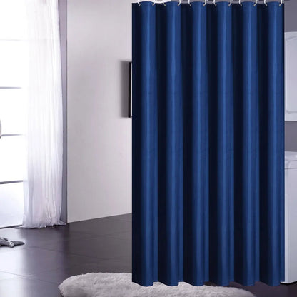 Solid Color Shower Curtain Dark Blue Waterproof Bath Curtains Bathroom for Bathtub Bathing Cover Extra Large Wide 12Pcs Hooks