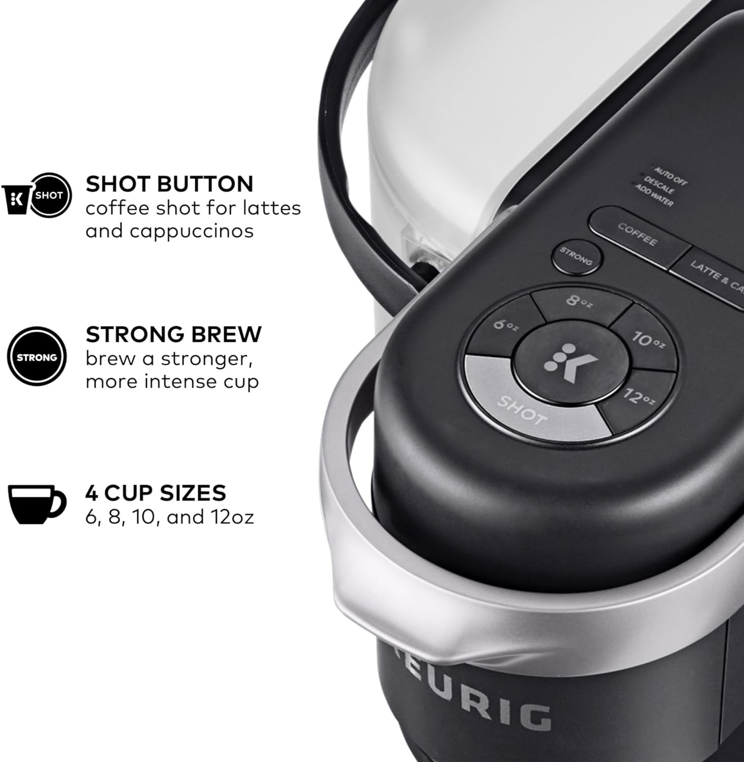 K-Cafe Single-Serve K-Cup Coffee Maker, Latte Maker and Cappuccino Maker, Comes with Dishwasher Safe Milk Frother, Coffee Shot Capability, Compatible with All  K-Cup Pods, Dark Charcoal | Dishwasher Safe Milk Frother