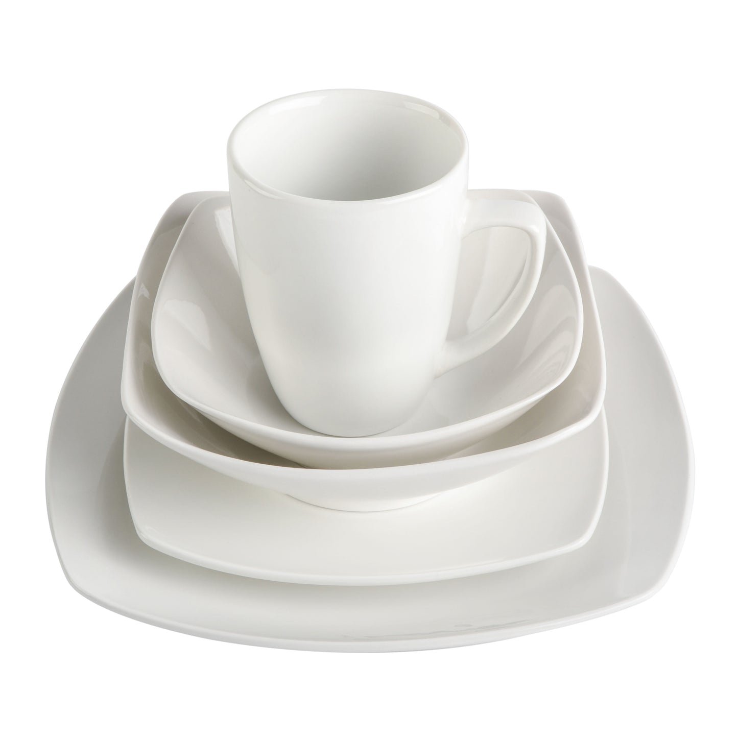 Everyday Square White Stoneware Dinnerware Set, 40-Piece