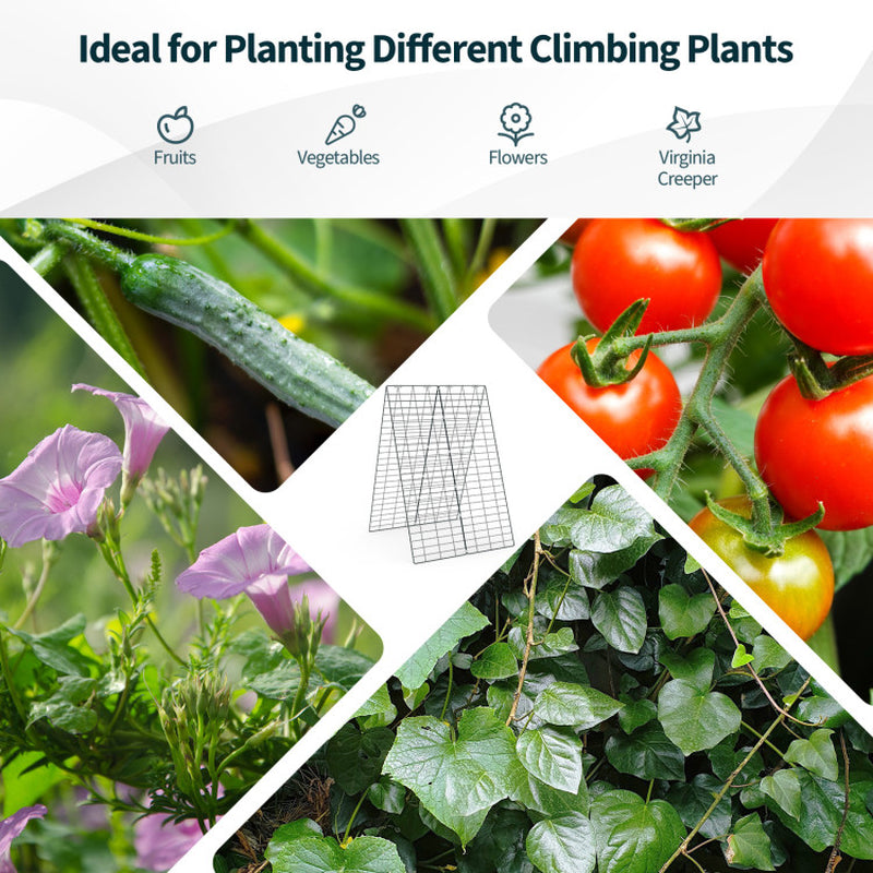 2 Pieces Foldable A-Frame Trellis Plant Supports with Twist Ties