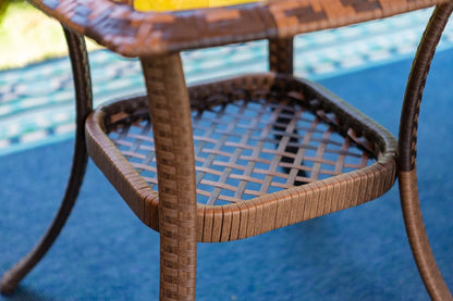 Rattan Swivel Rocking Chairs 3 PC Patio Conversation Set, Outdoor Bistro Set Lawn Garden with 2 Cushioned Chairs & 1 Side Table