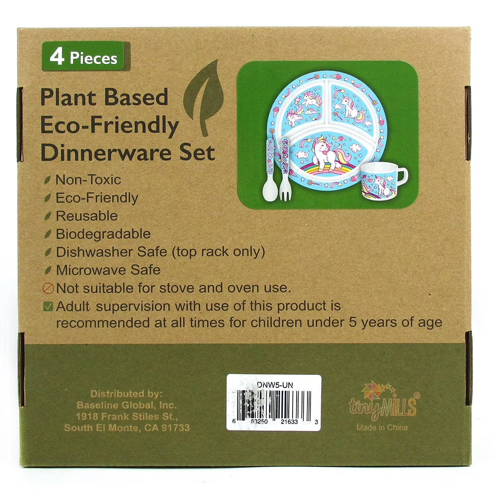 4 Pcs Plant Based Kid'S Unicorn Dinnerware Set for Gifts, Birthdays, Christmas, Holidays, Hanukkah, Easter