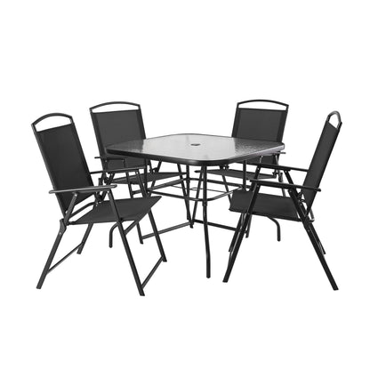 Albany Lane 6-Piece Steel Outdoor Patio Dining Set with Umbrella, Black