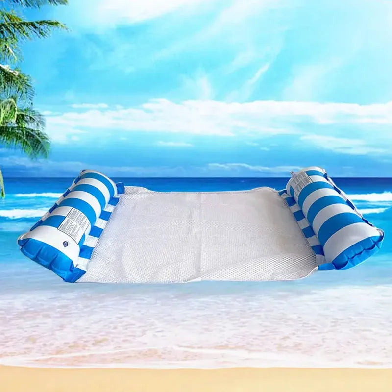 Foldable Floating Water Hammock Float Lounger Inflatable Pool Mat Floating Bed Chair Swimming Air Mattress Pool Accessories