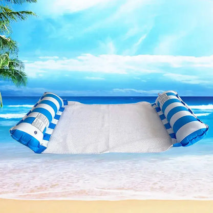 Foldable Floating Water Hammock Float Lounger Inflatable Pool Mat Floating Bed Chair Swimming Air Mattress Pool Accessories