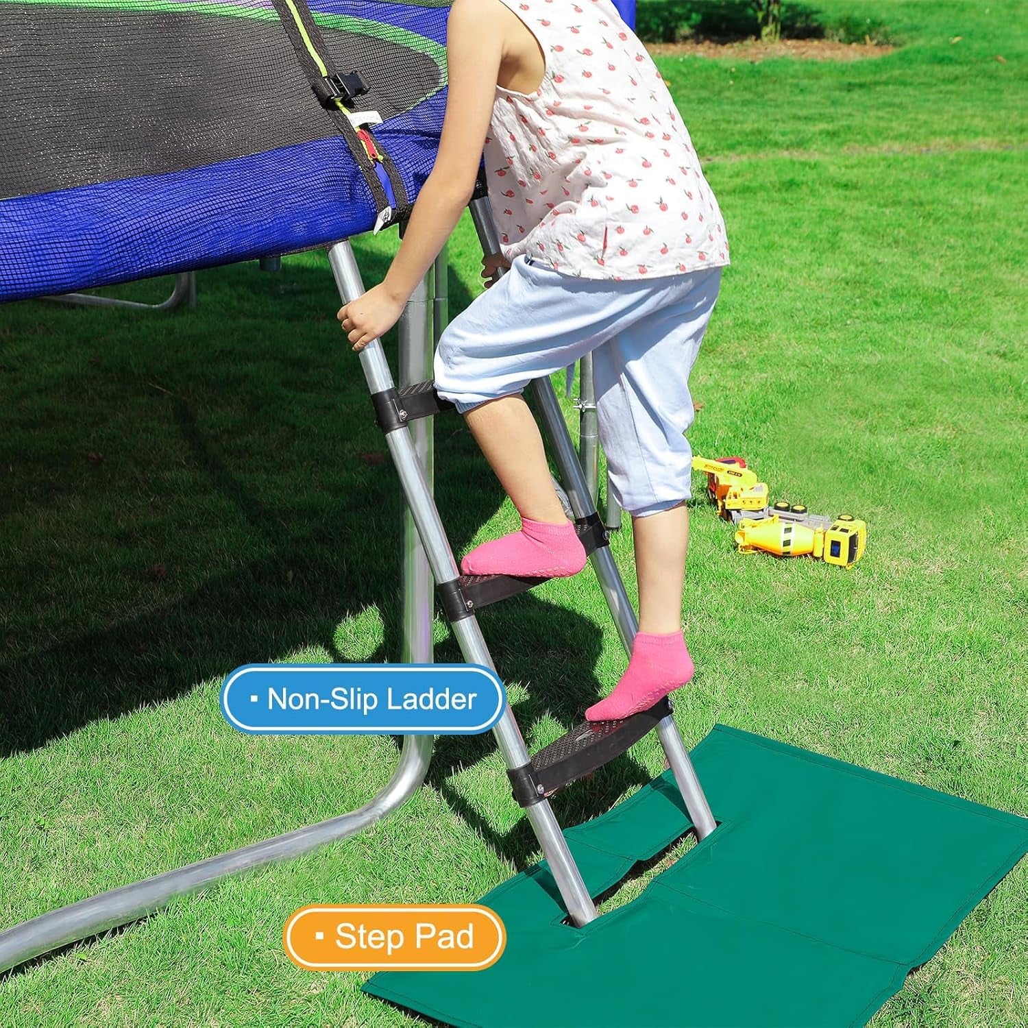 1800LBS Capacity No-Gap Design 16 15 14 12FT Trampoline with Safety Enclosure Net and Non-Slip Ladder 10-Year Quality Assurance Perfect for Kids Family Outdoor Backyard Fun