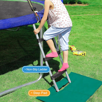 1800LBS Capacity No-Gap Design 16 15 14 12FT Trampoline with Safety Enclosure Net and Non-Slip Ladder 10-Year Quality Assurance Perfect for Kids Family Outdoor Backyard Fun