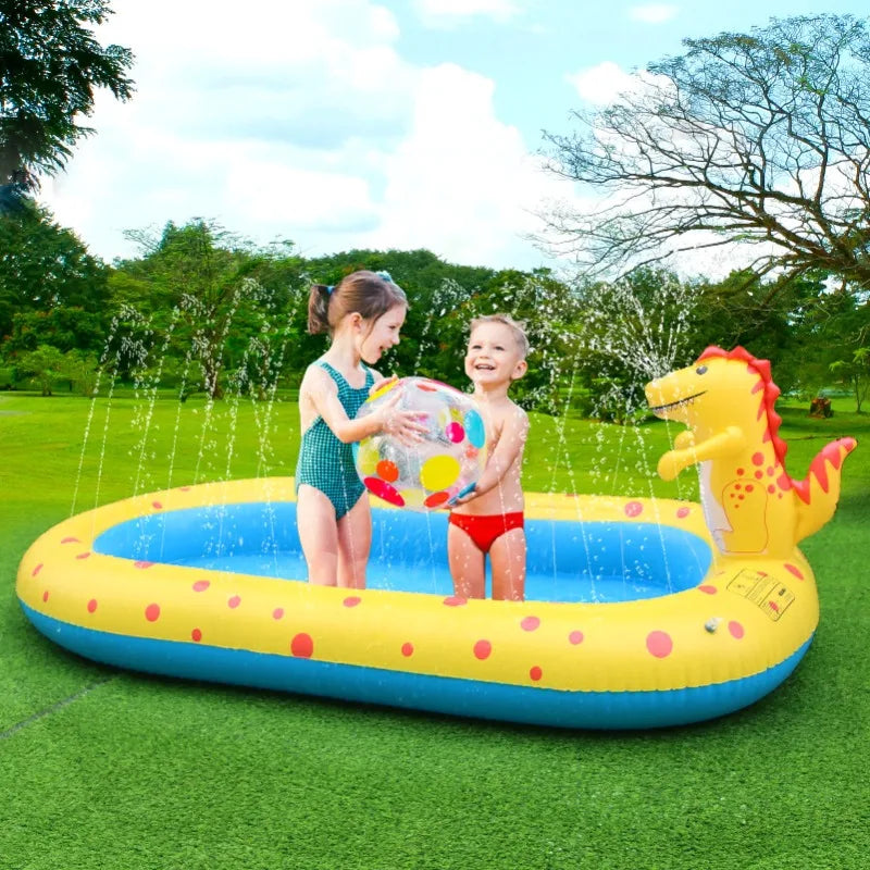Cartoon Dinosaur PVC Inflatable Spray Pool Funny Outdoor Water Fun Swimming Pool for Kids Gift Creative Summer Water Play Toys