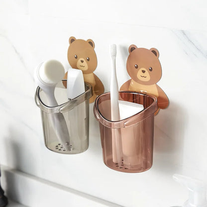 Bathroom Accessories Set Toothbrush Holder Toothpaste Storage Rack Wall Mount Toothbrush Cup Rack Toothbrush Stand for Child