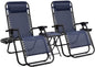 3 Pieces Zero Gravity Chair Patio Foldable Chaise Lounge Chairs 2 Beach Chairs and Table with Cup Holders,Blue
