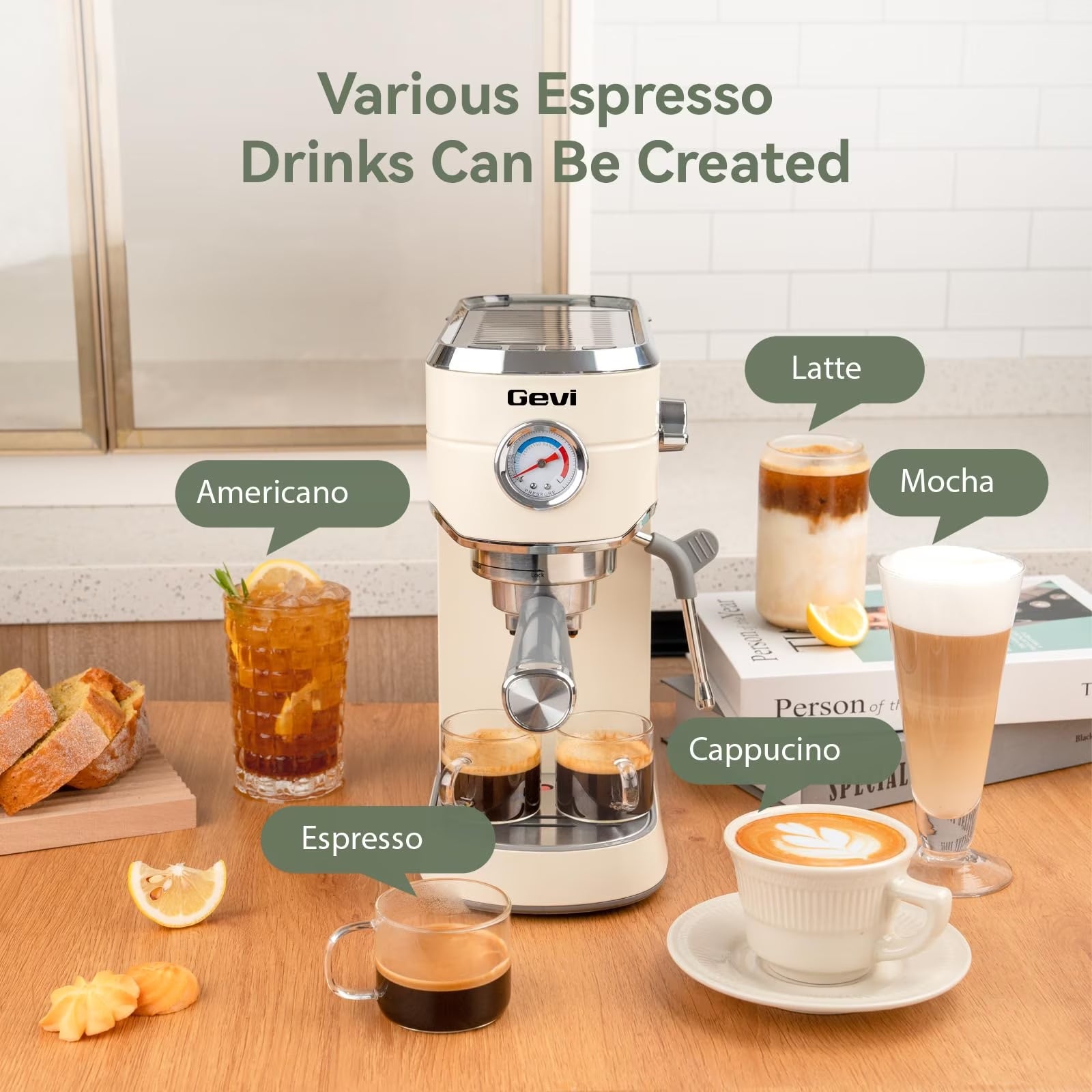 20 Bar Espresso Machine & Burr Grinder Combo, 35 Precise Grind Settings, Professional Automatic Coffee Maker, Perfect Gift for Coffee Lovers