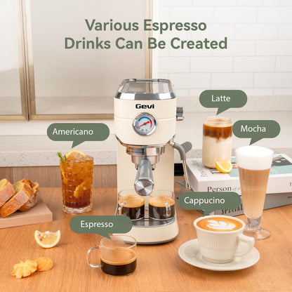 20 Bar Espresso Machine & Burr Grinder Combo, 35 Precise Grind Settings, Professional Automatic Coffee Maker, Perfect Gift for Coffee Lovers