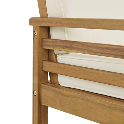 Okemo Acacia Wood Outdoor Couch with Cream Cushions